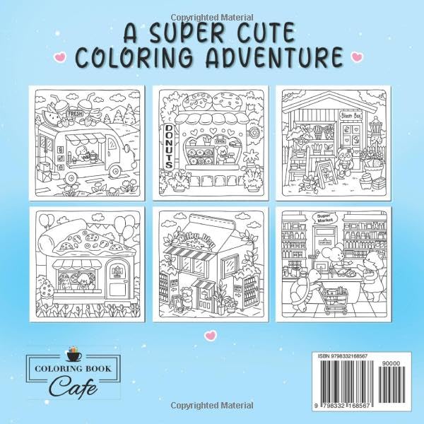 Cute Shop: Sweet and Simple Coloring Book for Adults and Kids